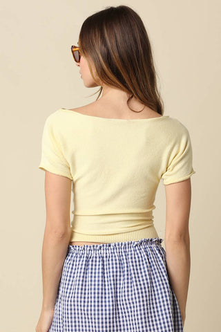 Boat Neck Knit Cinched Tee