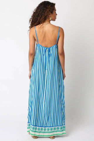 Ocean Blues Open-Back Maxi Dress
