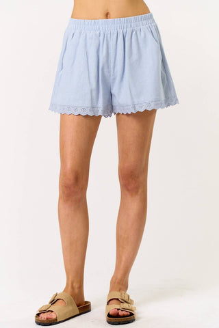 Baby Blue Linen Lace Shorts