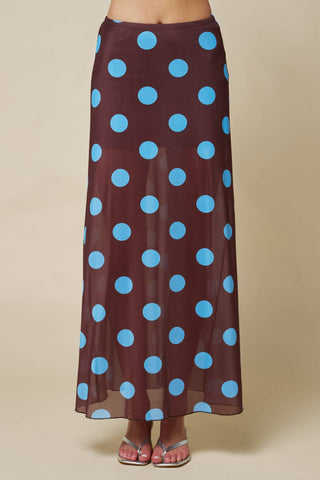 Polka Dot Mesh Maxi Skirt