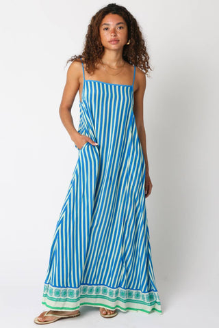 Ocean Blues Open-Back Maxi Dress