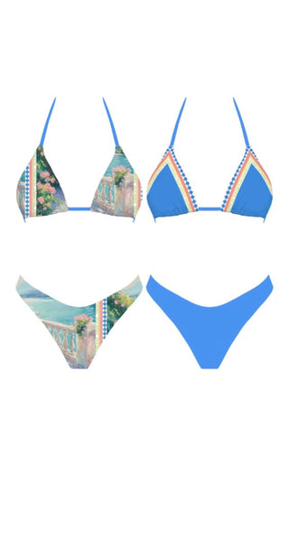 Amalfi print reversible bikini