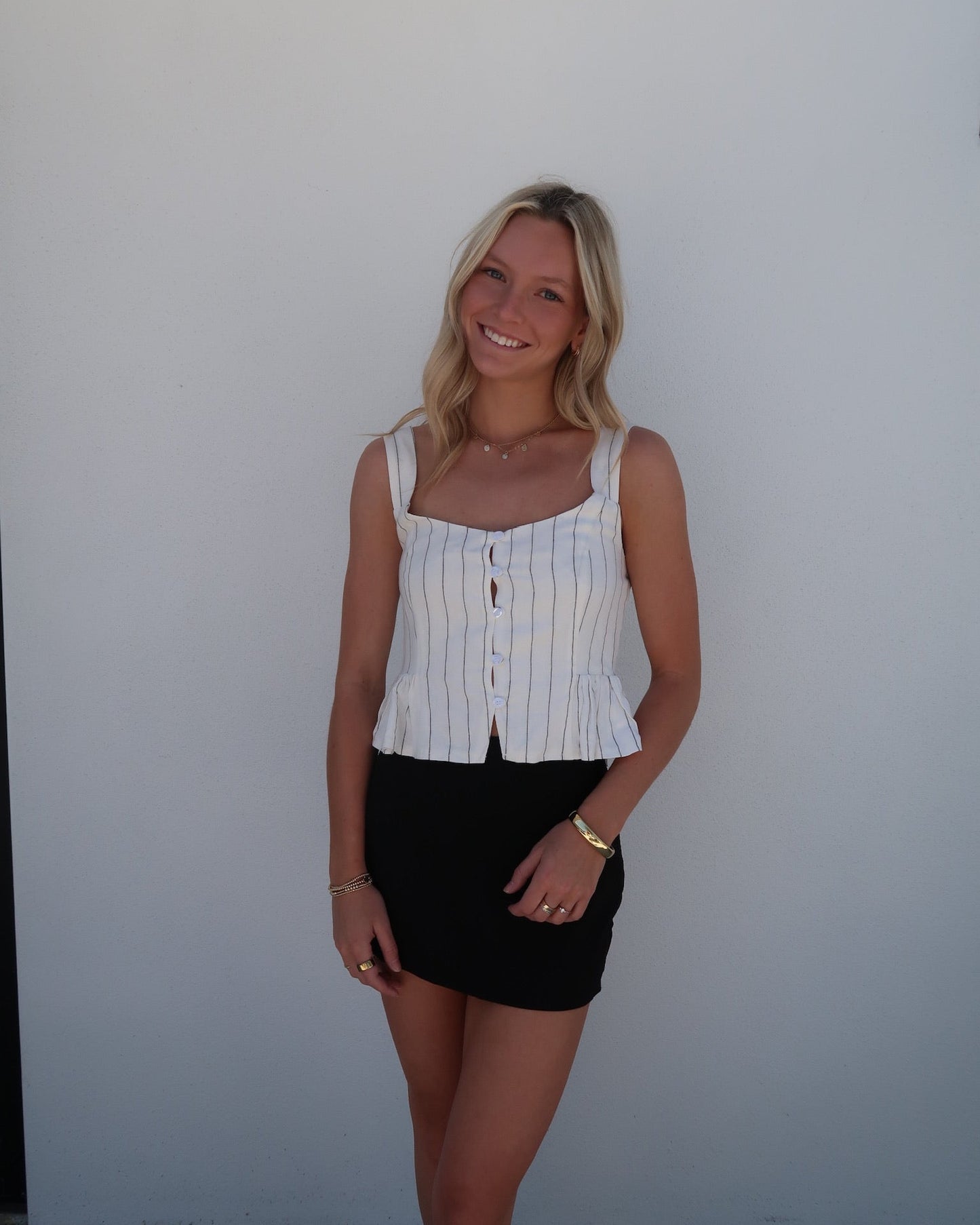 Harbor Stripe Peplum Top