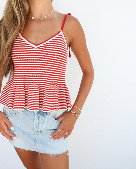 Sailaway Peplum Knit Tank