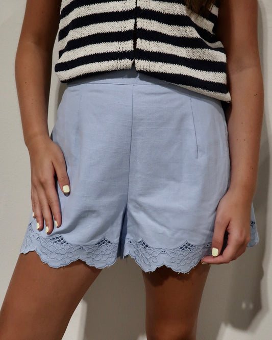 Seafoam Scallop Shorts