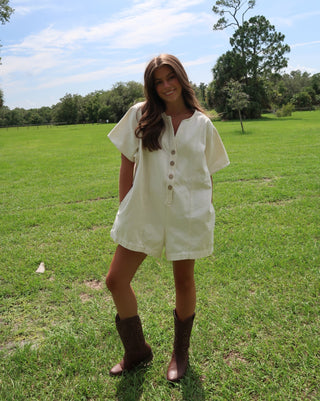 Western Breeze Button Romper