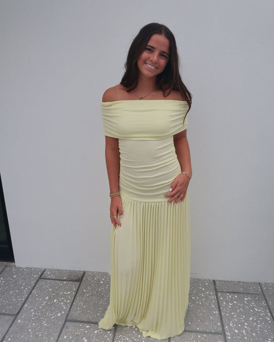Lemon Breeze Off-Shoulder Maxi