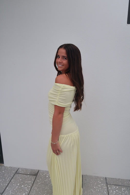 Lemon Breeze Off-Shoulder Maxi