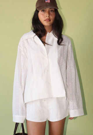Ming White Eyelet Button Down Shirt