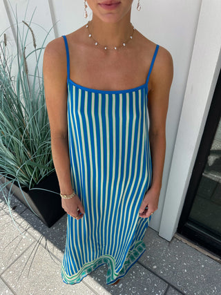 Ocean Blues Open-Back Maxi Dress