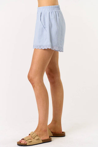 Baby Blue Linen Lace Shorts