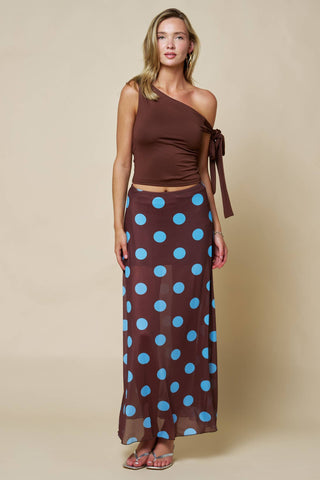 Polka Dot Mesh Maxi Skirt