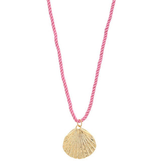 Pink Seashell Pendant Rope Necklace