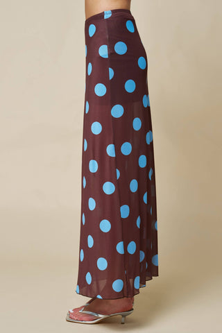 Polka Dot Mesh Maxi Skirt